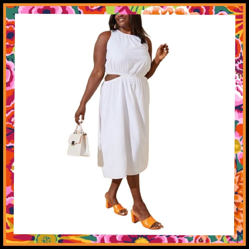 CRISP WHITE ☆ SHEETING ☆ PEEK-A-BOO DRESS ☆ NWT